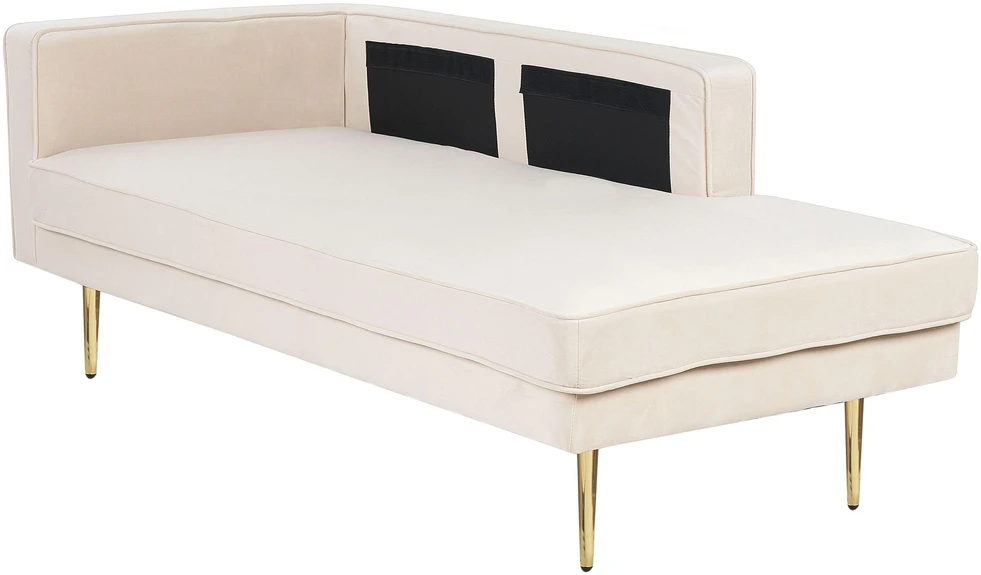 Sofa Beliani Kairysis gultas MIRAMAS, smėlio spalvos veliūras