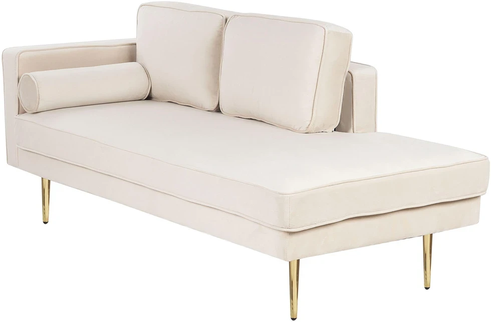 Sofa Beliani Kairysis gultas MIRAMAS, smėlio spalvos veliūras