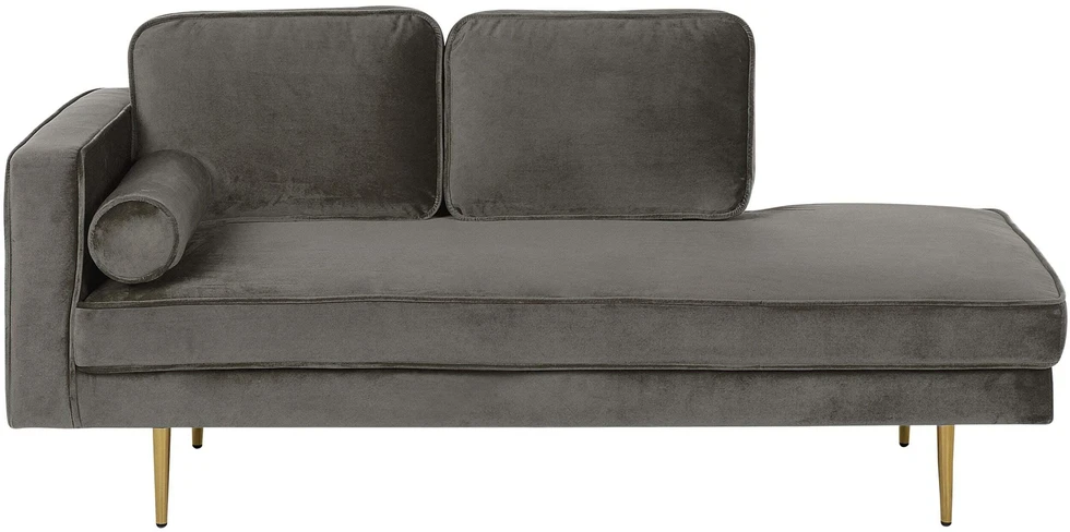 Sofa Beliani Kairysis gultas MIRAMAS, veliūras, pilkai smėlinės spalvos