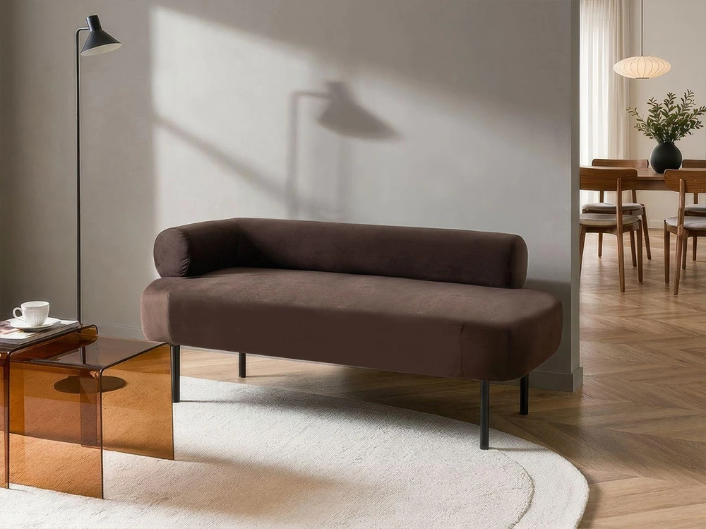 Sofa Beliani Kairysis gultas MIRMANDE tamsiai rudas veliūrinis