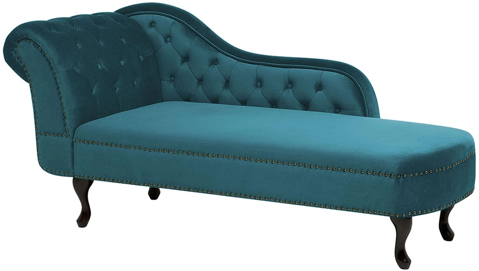 Sofa Beliani Kairysis gultas NIMES, mėlynas veliūras