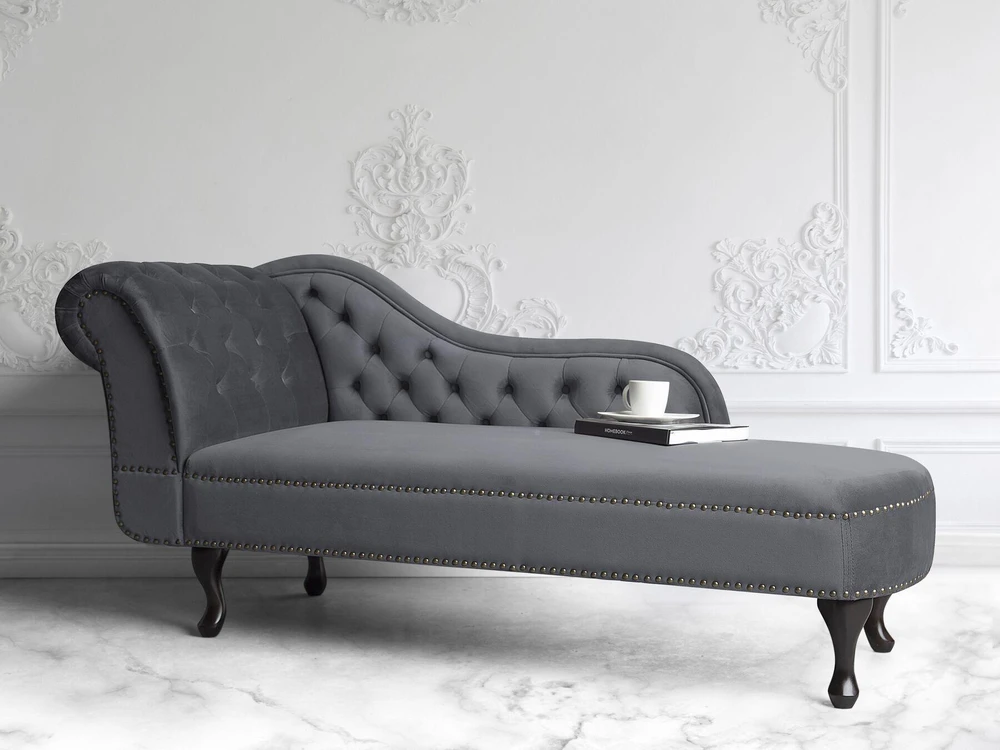 Sofa Beliani Kairysis gultas NIMES, veliūras, pilkas