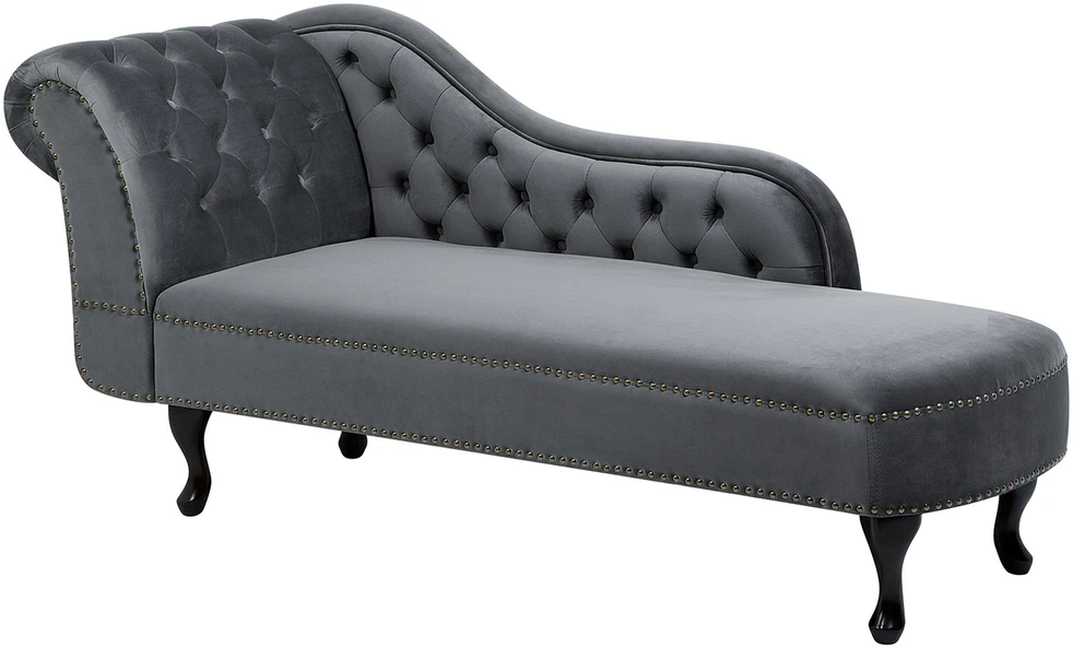 Sofa Beliani Kairysis gultas NIMES, veliūras, pilkas