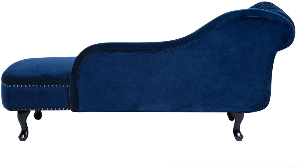 Sofa Beliani Kairysis gultas NIMES, veliūrinis, tamsiai mėlynas