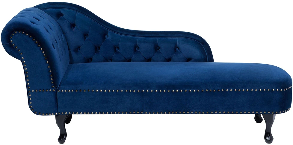 Sofa Beliani Kairysis gultas NIMES, veliūrinis, tamsiai mėlynas