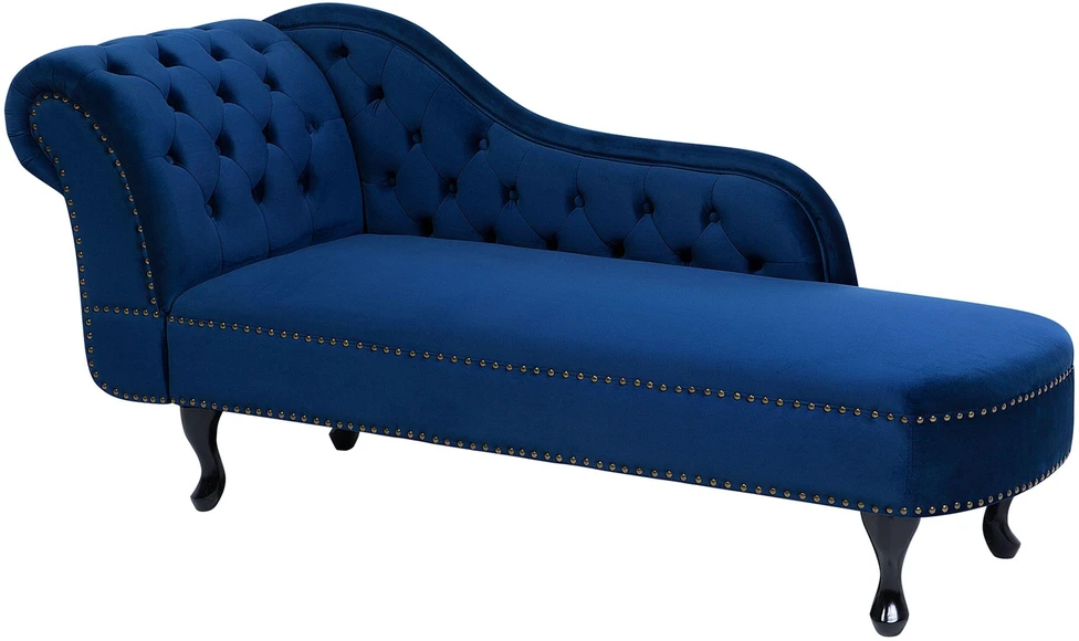 Sofa Beliani Kairysis gultas NIMES, veliūrinis, tamsiai mėlynas