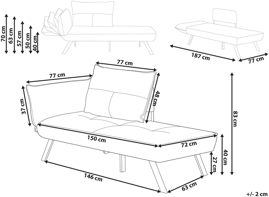 Sofa Beliani Kairysis gultas ROCAMADOUR rudas