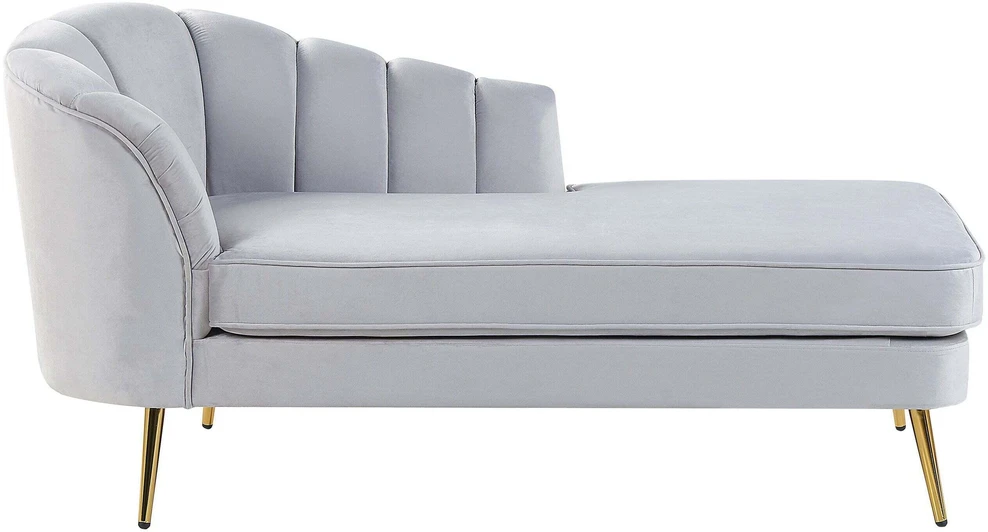 Sofa Beliani Kairysis šezlongas ALLIER, veliūras, šviesiai pilkas