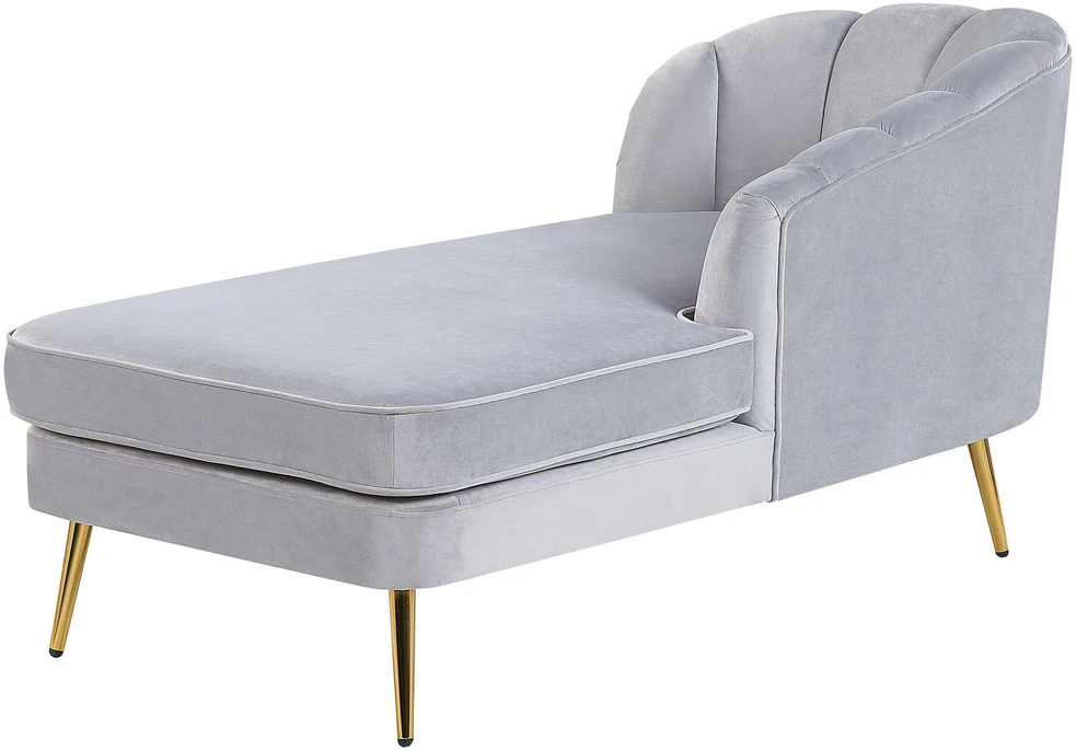 Sofa Beliani Kairysis šezlongas ALLIER, veliūras, šviesiai pilkas