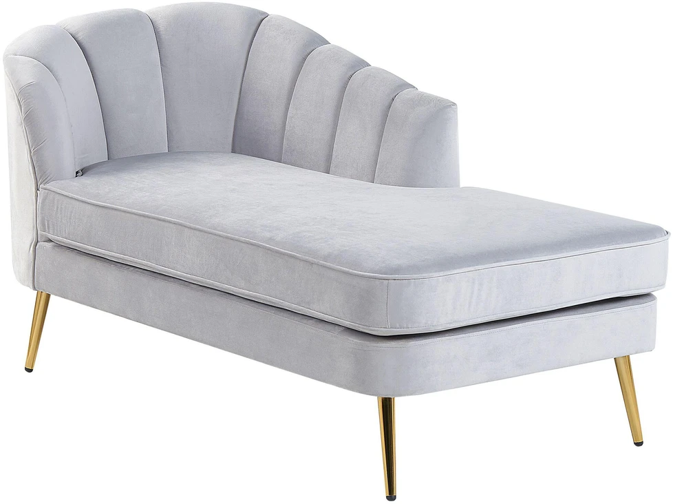 Sofa Beliani Kairysis šezlongas ALLIER, veliūras, šviesiai pilkas