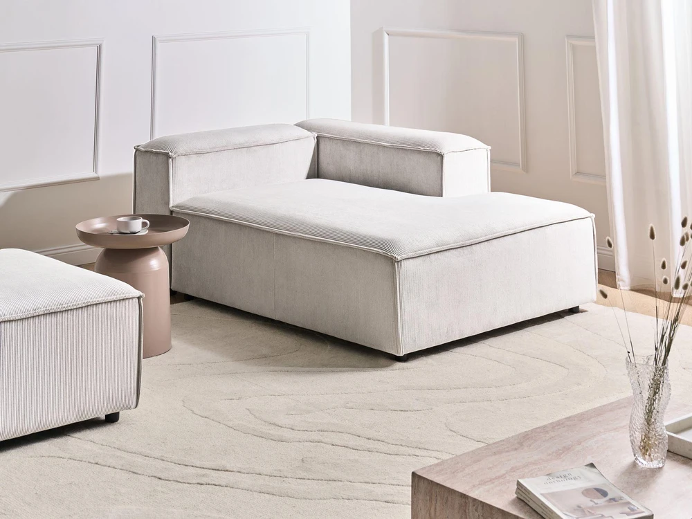 Sofa Beliani Kairysis šezlongas ARDAL, Velvetinis, Kreminė spalva