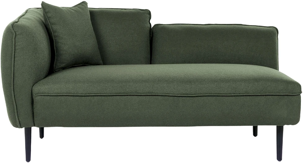 Sofa Beliani Kairysis šezlongas CHEVANNES, „bouclé“, tamsiai žalios spalvos