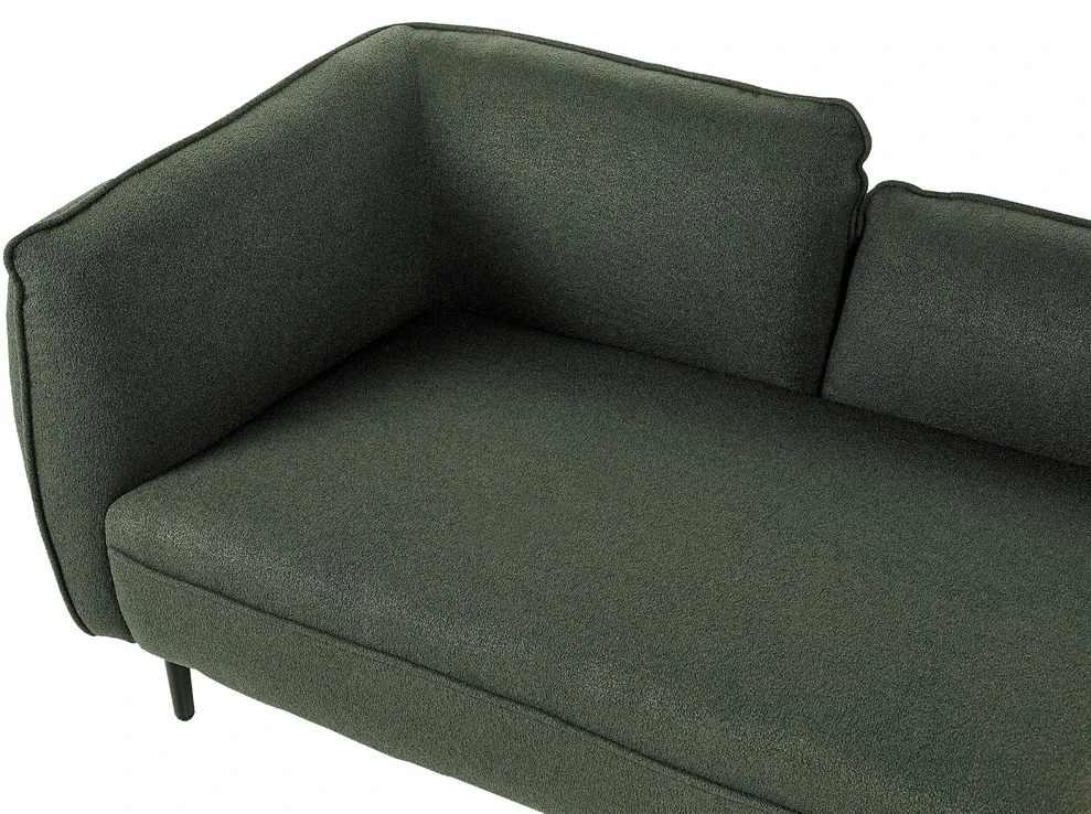 Sofa Beliani Kairysis šezlongas CHEVANNES, „bouclé“, tamsiai žalios spalvos