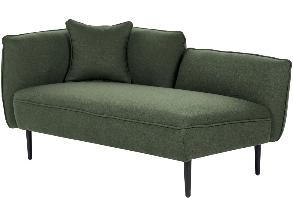 Sofa Beliani Kairysis šezlongas CHEVANNES, „bouclé“, tamsiai žalios spalvos