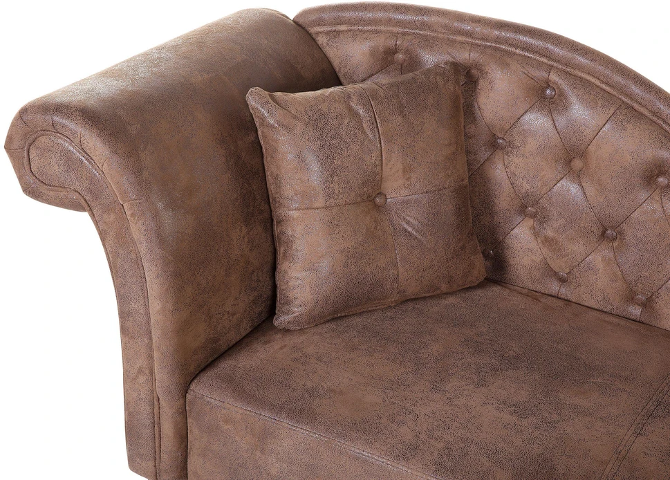 Sofa Beliani Kairysis šezlongas LATTES, dirbtinis zomšas, šviesiai rudas