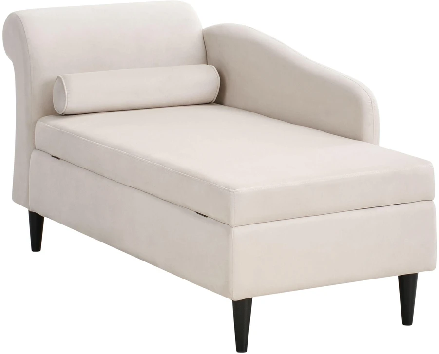 Sofa Beliani Kairysis šezlongas LUIRO veliūrinis smėlio spalvos su daiktadėže