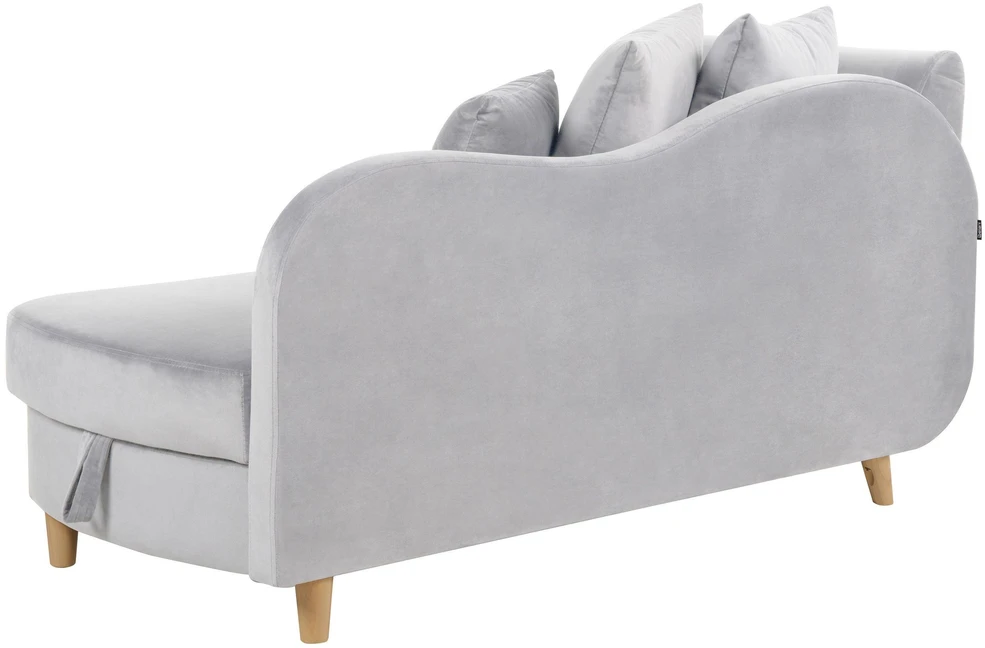 Sofa Beliani Kairysis šezlongas MERI Velūrinis šviesiai pilkas su daiktadėže