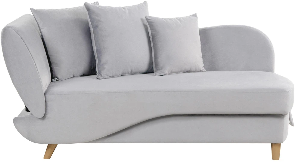 Sofa Beliani Kairysis šezlongas MERI Velūrinis šviesiai pilkas su daiktadėže
