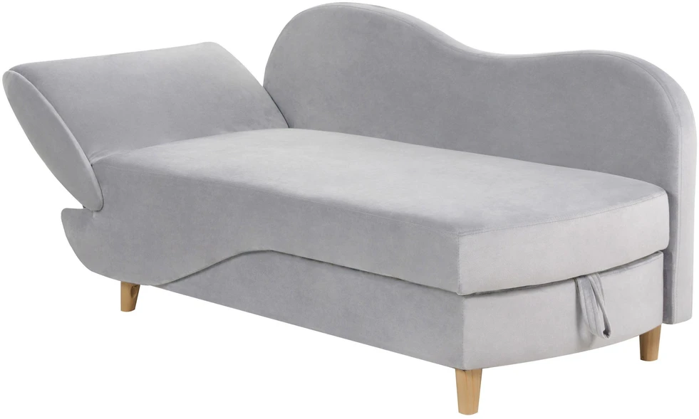 Sofa Beliani Kairysis šezlongas MERI Velūrinis šviesiai pilkas su daiktadėže