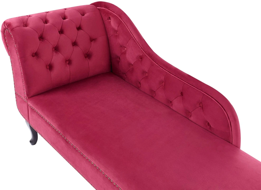 Sofa Beliani Kairysis šezlongas NIMES aksominis bordo