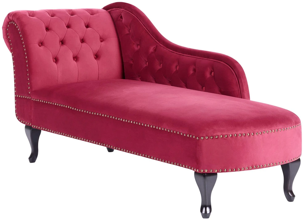Sofa Beliani Kairysis šezlongas NIMES aksominis bordo