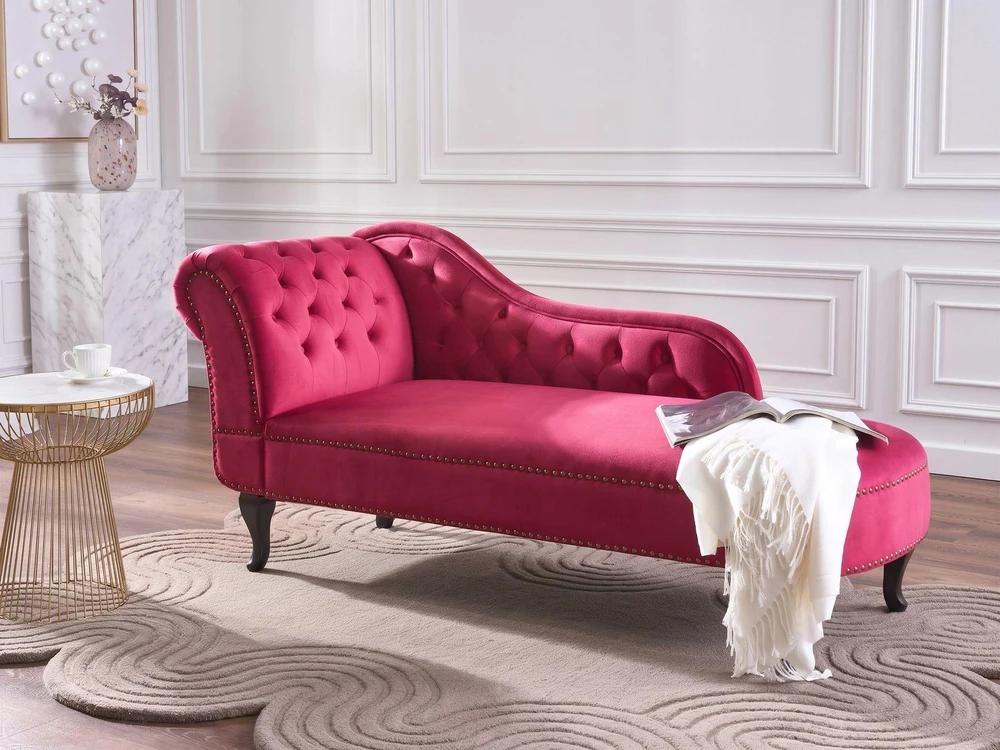 Sofa Beliani Kairysis šezlongas NIMES aksominis bordo