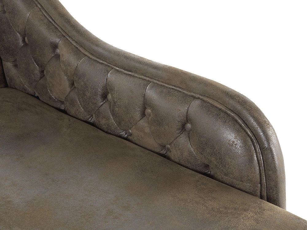 Sofa Beliani Kairysis šezlongas NIMES dirbtinė zomša tamsiai rudas