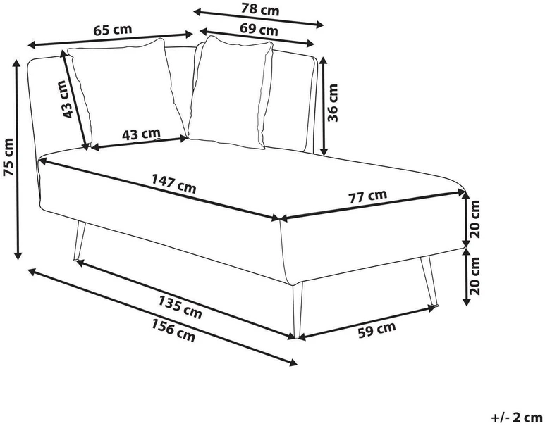 Sofa Beliani Kairysis šezlongas RIOM baltas