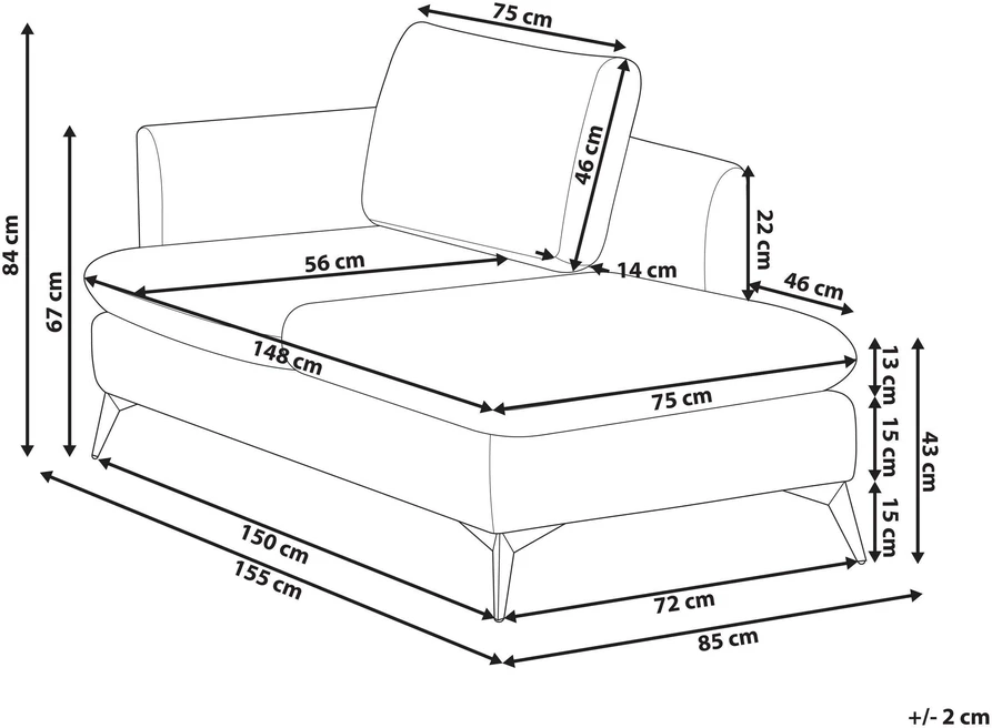 Sofa Beliani Kairysis šezlongas SIEVOZ šviesiai smėlio spalvos