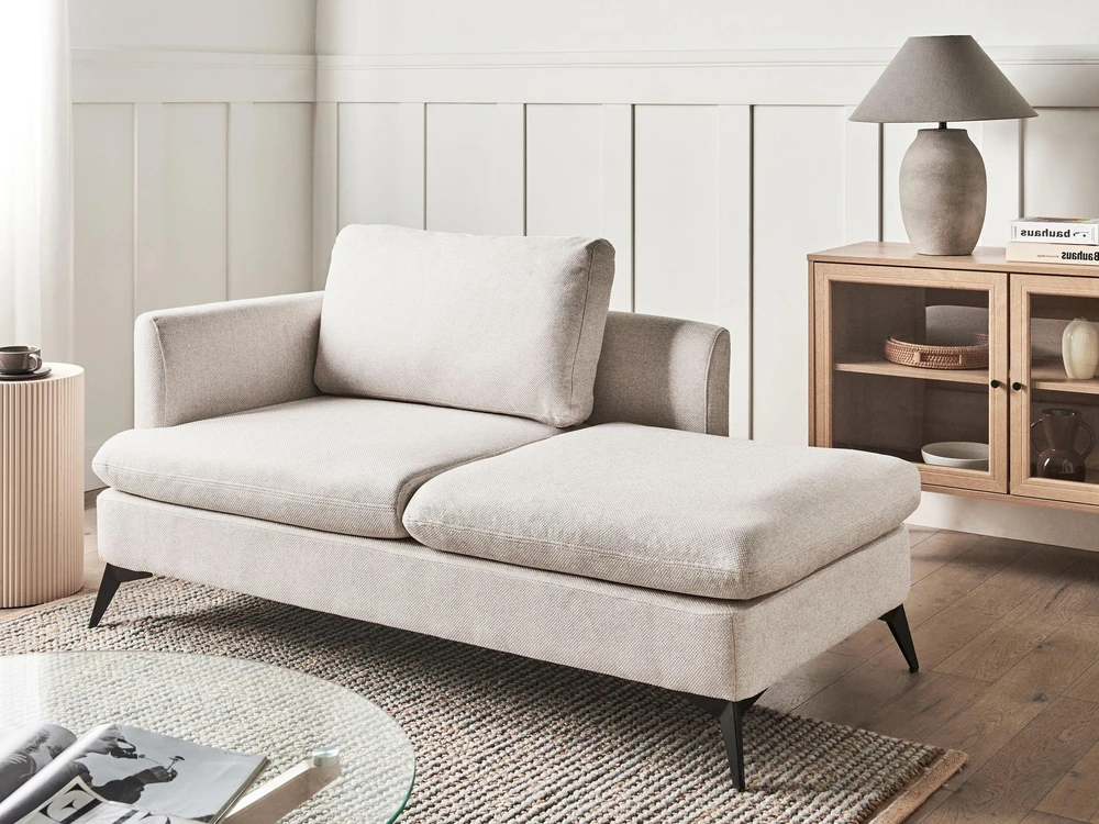 Sofa Beliani Kairysis šezlongas SIEVOZ šviesiai smėlio spalvos