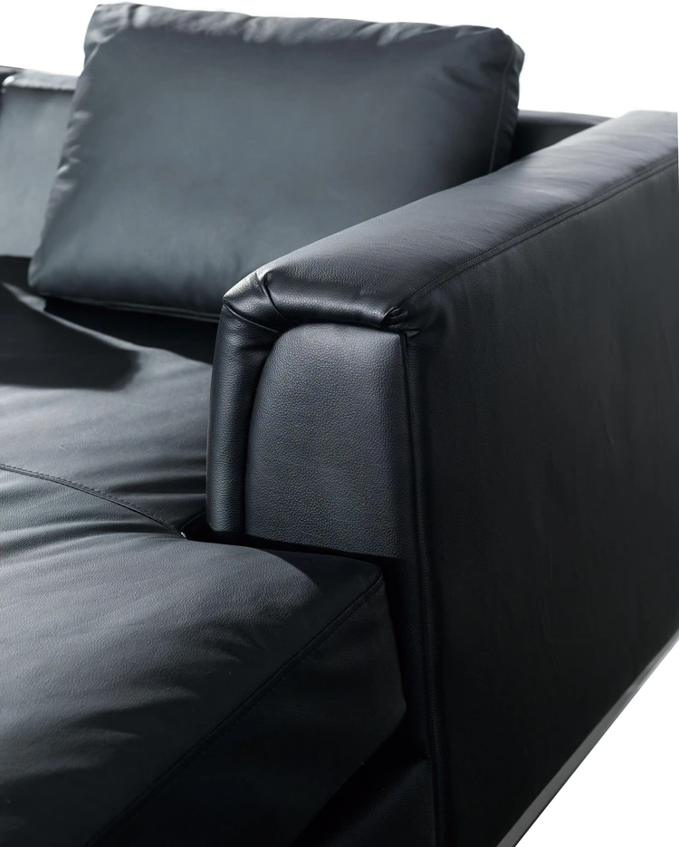 Sofa Beliani Kampas 5 asmenims OSLO, natūrali oda, juodas su otomane, kairinis