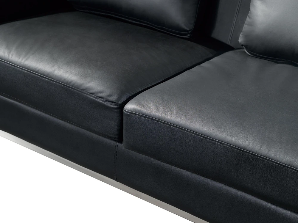 Sofa Beliani Kampas 5 asmenims OSLO, natūrali oda, juodas su otomane, kairinis