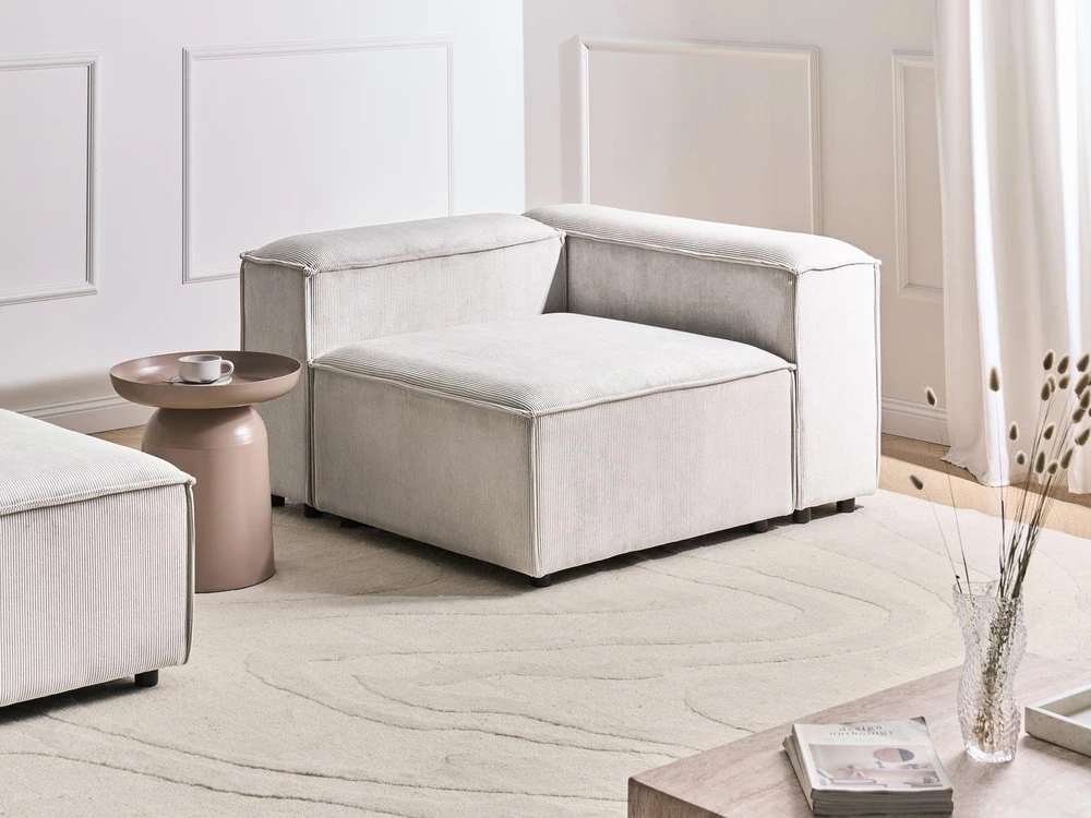 Sofa Beliani Kampinis modulinis elementas ARDAL kairinis, kreminės spalvos velvetas