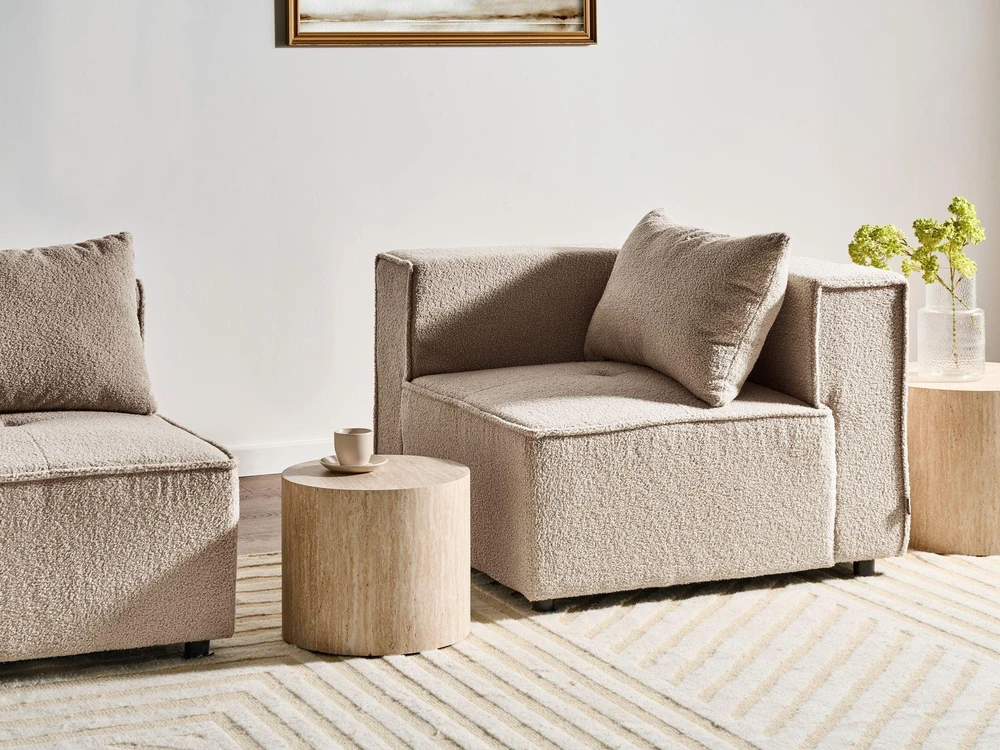 Sofa Beliani Kampinis modulis AXEBO smėlio spalvos Boucle