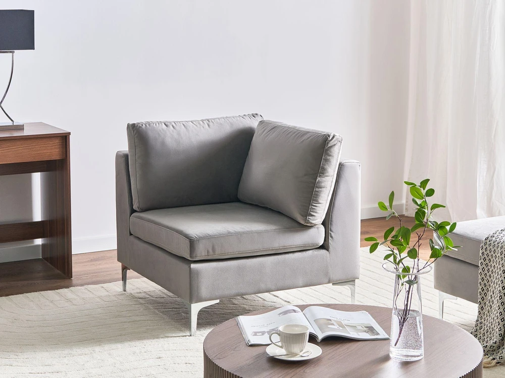 Sofa Beliani Kampinis modulis EVJA, pilkas veliūras