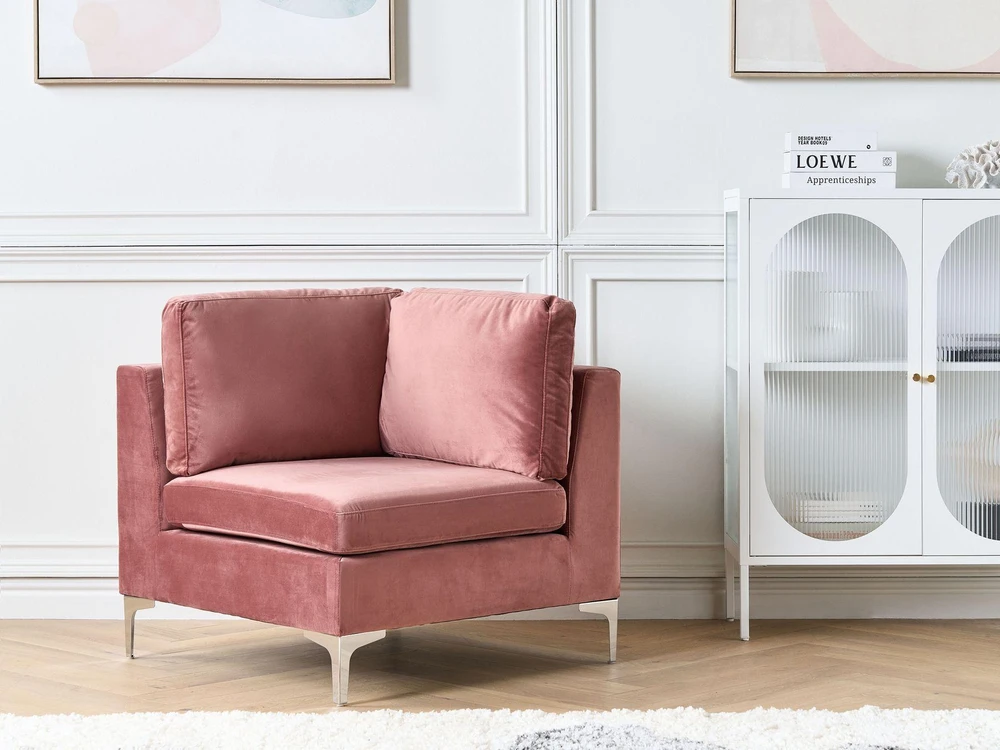 Sofa Beliani Kampinis modulis EVJA, rožinis veliūras