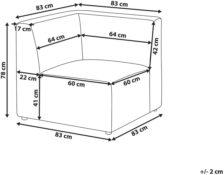 Sofa Beliani Kampinis modulis LEMVIG dešininis smėlio spalvos velvetinis
