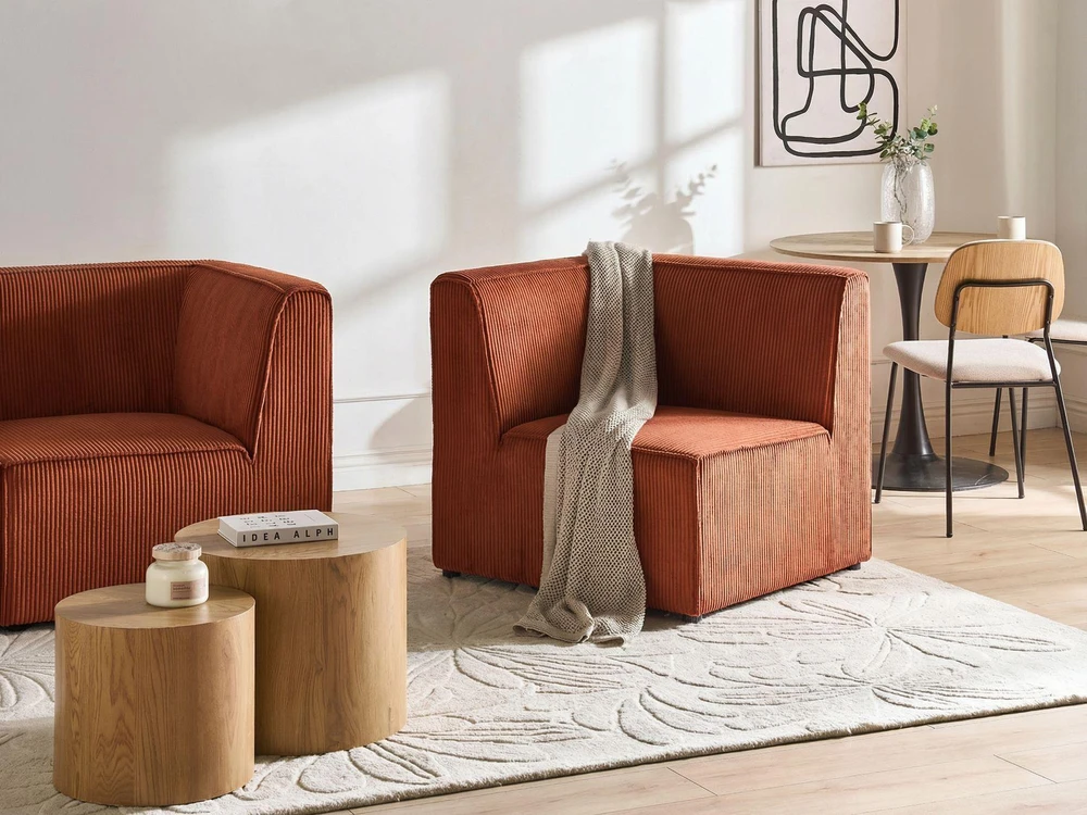 Sofa Beliani Kampinis modulis LEMVIG dešininis auksinės rudos spalvos velvetas