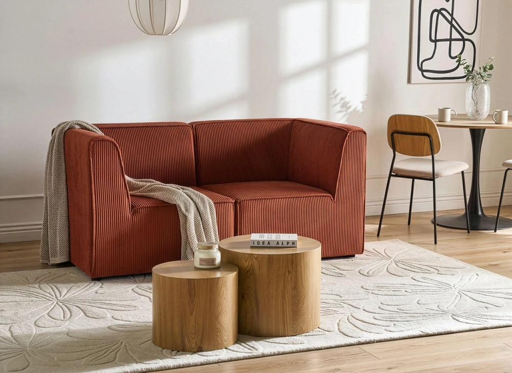 Sofa Beliani Kampinis modulis LEMVIG dešininis auksinės rudos spalvos velvetas