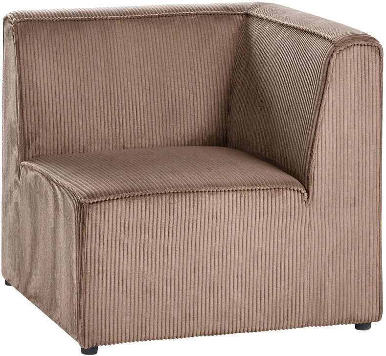 Sofa Beliani Kampinis modulis LEMVIG dešininis smėlio spalvos velvetinis