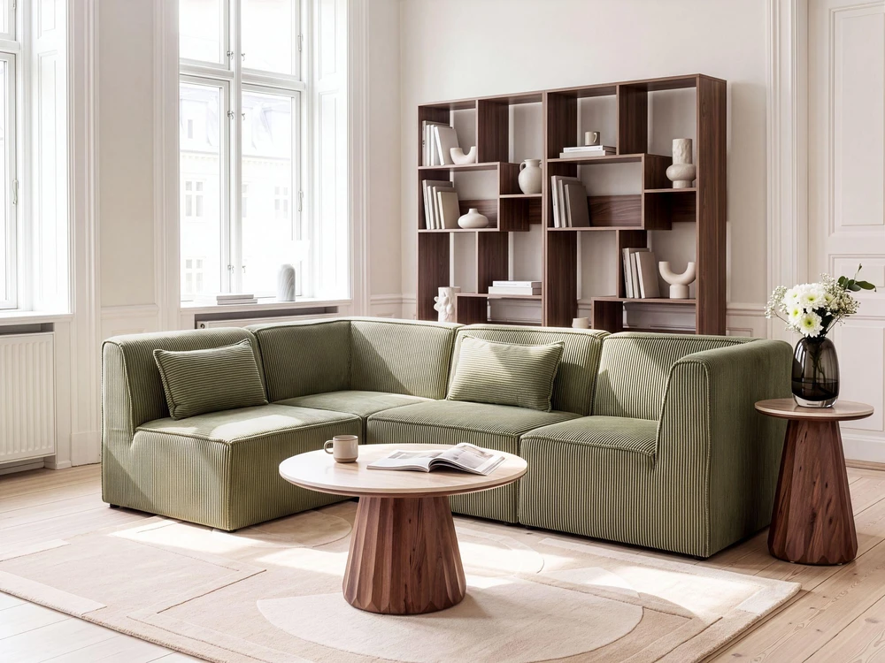 Sofa Beliani Kampinis modulis LEMVIG Dešininis Žalias velveto