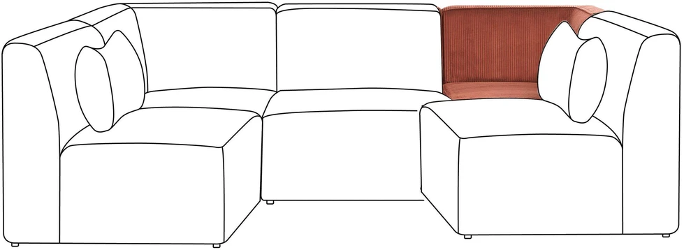 Sofa Beliani Kampinis modulis LEMVIG dešininis auksinės rudos spalvos velvetas