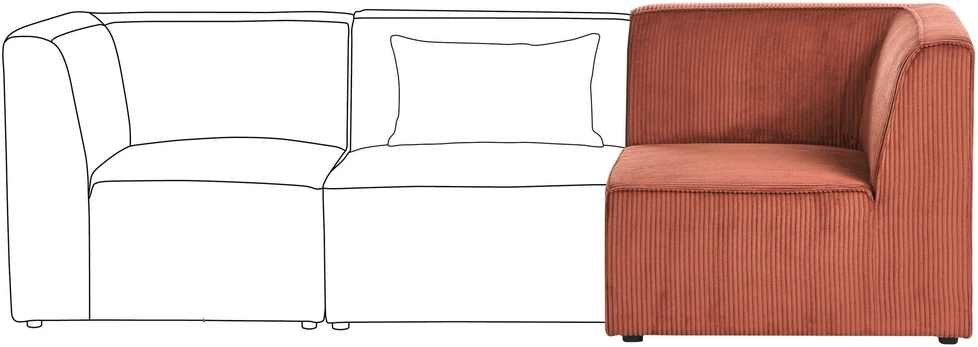 Sofa Beliani Kampinis modulis LEMVIG dešininis auksinės rudos spalvos velvetas