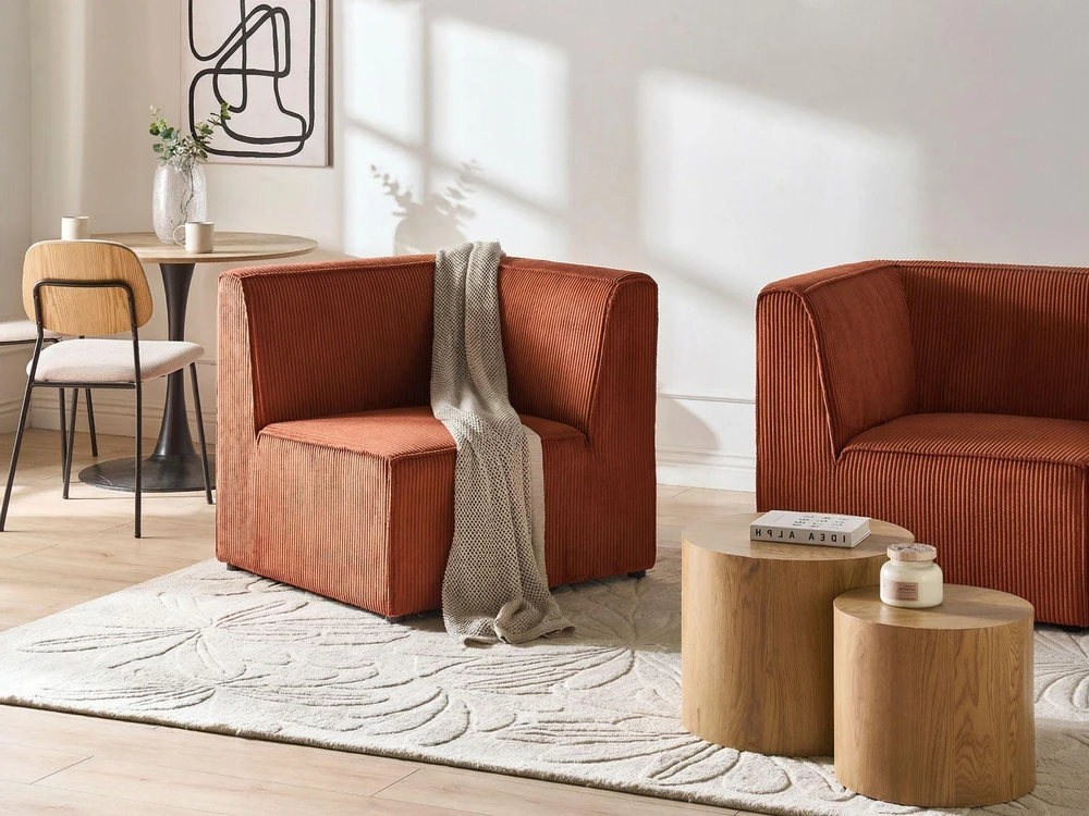 Sofa Beliani Kampinis modulis LEMVIG kairinis auksinės rudos spalvos velvetas