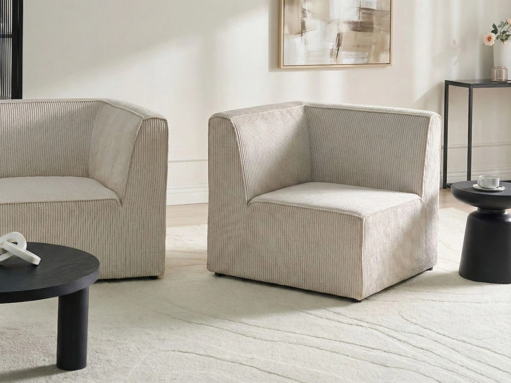 Sofa Beliani Kampinis modulis LEMVIG kairinis, smėlio spalvos pliušas