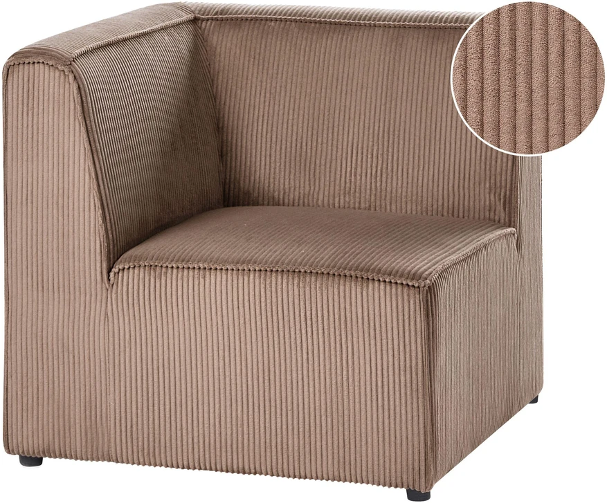 Sofa Beliani Kampinis modulis LEMVIG kairinis smėlio spalvos velvetinis