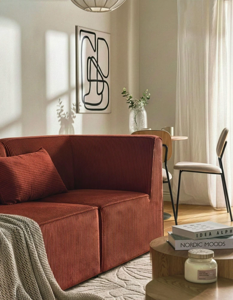 Sofa Beliani Kampinis modulis LEMVIG kairinis auksinės rudos spalvos velvetas