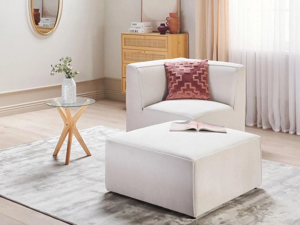 Sofa Beliani Kampinis modulis LEMVIG, kreminės spalvos, velvetinis