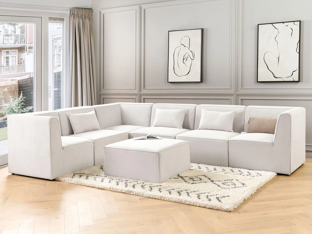 Sofa Beliani Kampinis modulis LEMVIG, kreminės spalvos, velvetinis