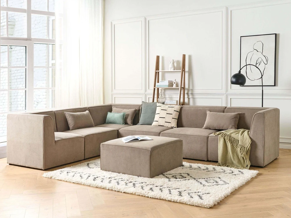 Sofa Beliani Kampinis modulis LEMVIG smėlio spalvos kordas